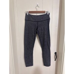 Lululemon Wunder Under Leggings Grey Black Herringbone Knit Size 6